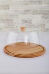 Hoorn Kek Fanusu Sert Plastik Kapak & Ahşap Sunum Natural 29x13 Cm