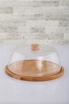 Hoorn Kek Fanusu Sert Plastik Kapak & Ahşap Sunum Natural 29x13 Cm