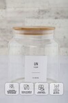 Nevada Tekli 2000 Ml Cam Saklama Kabı Bambu Kapak 15x16 Cm ( Farklı Etiket Seçenekleri )